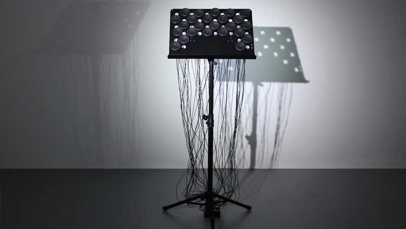 Poetry Machine / music stand, speakers, distance sensor, DIY mp3 platin / 2013
